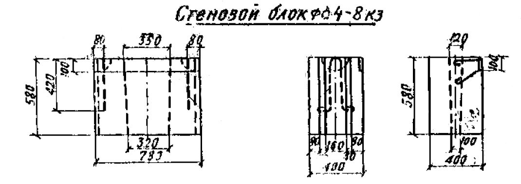 Блок стеновой железобетонный ФС4-8К ТП 501-3